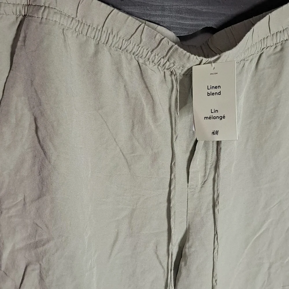 H&M Linen Blend Drawstring Waist Pants Sz XL Inseam:26.5